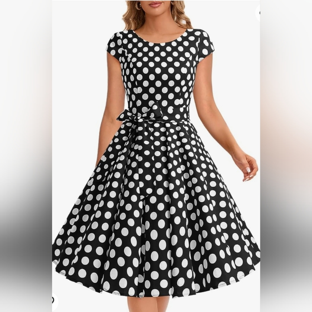 Dressystar Women Vintage 1950s Retro Rockabilly Prom Dresses Cap-Sleeve